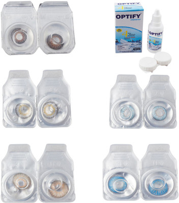 

Optify Combo Pack Monthly Color Contact Lens With Solution Monthly Contact Lens(0, Brown-Natural Grey-Hazel-Sea Blue-Blue Topaz, Pack of 5)