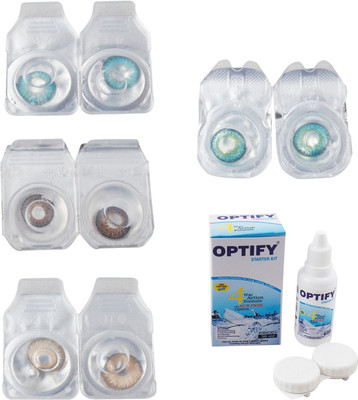

Optify Combo Pack Monthly Color Contact Lens With Solution Monthly Contact Lens(0, Aqua-Brown-Hazel-Green Turquoise, Pack of 4)