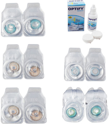 

Optify Combo Pack Monthly Color Contact Lens With Solution Monthly Contact Lens(0, Aqua-Gold-Hazel-Sea Blue-Green Turquoise, Pack of 5)