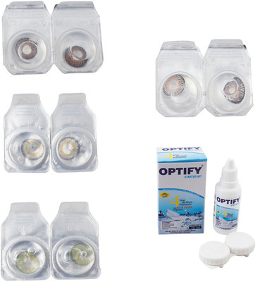 

Optify Combo Pack Monthly Color Contact Lens With Solution Monthly Contact Lens(0, Brown-Natural Grey-Green-Grey, Pack of 4)
