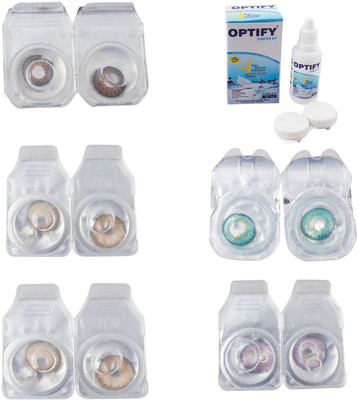 

Optify Combo Pack Monthly Color Contact Lens With Solution Monthly Contact Lens(0, Brown-Gold-Hazel-Green Turquoise-Violet, Pack of 5)