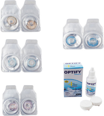 

Optify Combo Pack Monthly Color Contact Lens With Solution Monthly Contact Lens(0, Hazel-Sea Blue-Violet-Blue Topaz, Pack of 4)
