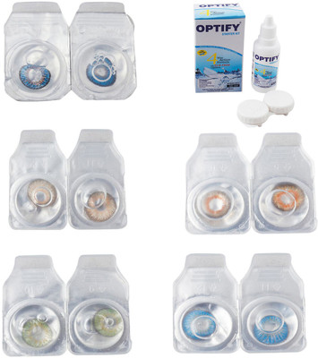 

Optify Combo Pack Monthly Color Contact Lens With Solution Monthly Contact Lens(0, Blue-Gold-Green-Honey-Blue Topaz, Pack of 5)