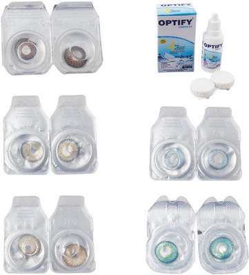 

Optify Combo Pack Monthly Color Contact Lens With Solution Monthly Contact Lens(0, Brown-Natural Grey-Gold-Sea Blue-Green Turquoise, Pack of 5)