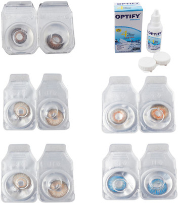 

Optify Combo Pack Monthly Color Contact Lens With Solution Monthly Contact Lens(0, Brown-Gold-Hazel-Honey-Blue Topaz, Pack of 5)