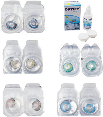 

Optify Combo Pack Monthly Color Contact Lens With Solution Monthly Contact Lens(0, Blue-Natural Grey-Grey-Green Turquoise-Blue Topaz, Pack of 5)