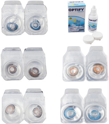 

Optify Combo Pack Monthly Color Contact Lens With Solution Monthly Contact Lens(0, Blue-Brown-Grey-Honey-Blue Topaz, Pack of 5)