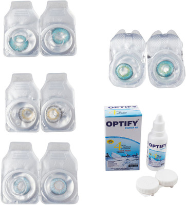 

Optify Combo Pack Monthly Color Contact Lens With Solution Monthly Contact Lens(0, Aqua-Natural Grey-Sea Blue-Green Turquoise, Pack of 4)
