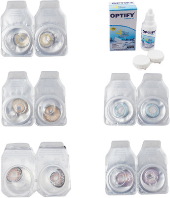 

Optify Combo Pack Monthly Color Contact Lens With Solution Monthly Contact Lens(0, Natural Grey-Gold-Grey-Sea Blue-Violet, Pack of 5)