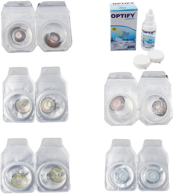 

Optify Combo Pack Monthly Color Contact Lens With Solution Monthly Contact Lens(0, Brown-Natural Grey-Green-Grey-Sea Blue, Pack of 5)