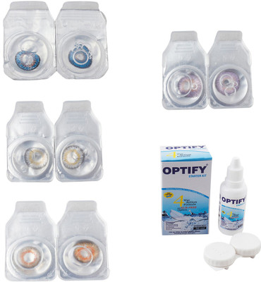 

Optify Combo Pack Monthly Color Contact Lens With Solution Monthly Contact Lens(0, Blue-Natural Grey-Honey-Violet, Pack of 4)
