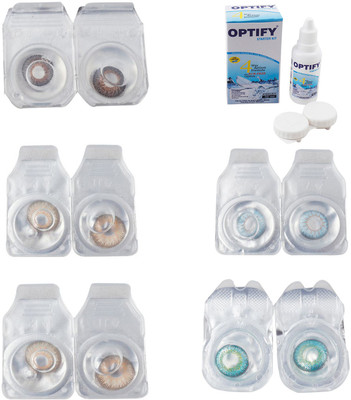 

Optify Combo Pack Monthly Color Contact Lens With Solution Monthly Contact Lens(0, Brown-Gold-Hazel-Sea Blue-Green Turquoise, Pack of 5)
