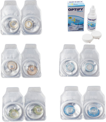 

Optify Combo Pack Monthly Color Contact Lens With Solution Monthly Contact Lens(0, Natural Grey-Gold-Green-Sea Blue-Blue Topaz, Pack of 5)