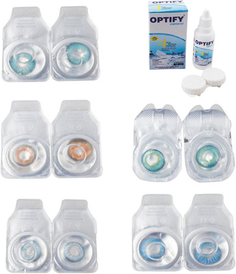 

Optify Combo Pack Monthly Color Contact Lens With Solution Monthly Contact Lens(0, Aqua-Honey-Sea Blue-Green Turquoise-Blue Topaz, Pack of 5)