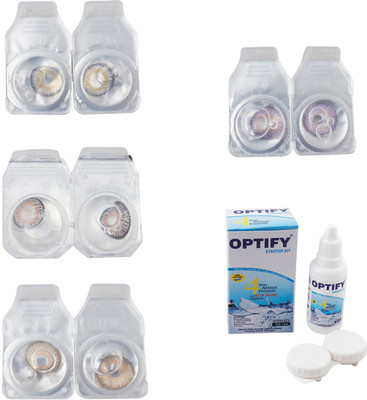 

Optify Combo Pack Monthly Color Contact Lens With Solution Monthly Contact Lens(0, Natural Grey-Grey-Hazel-Violet, Pack of 4)