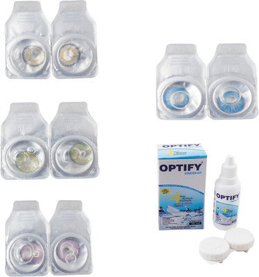 

Optify Combo Pack Monthly Color Contact Lens With Solution Monthly Contact Lens(0, Natural Grey-Green-Violet-Blue Topaz, Pack of 4)