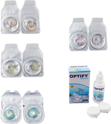 

Optify Combo Pack Monthly Color Contact Lens With Solution Monthly Contact Lens(0, Gold-Green-Green Turquoise-Violet, Pack of 4)