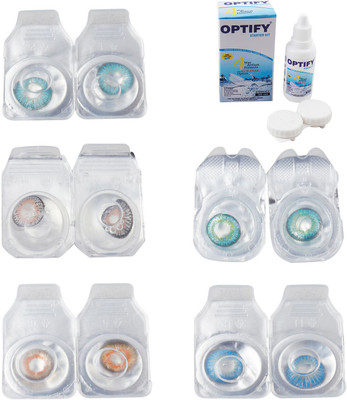 

Optify Combo Pack Monthly Color Contact Lens With Solution Monthly Contact Lens(0, Aqua-Grey-Honey-Green Turquoise-Blue Topaz, Pack of 5)