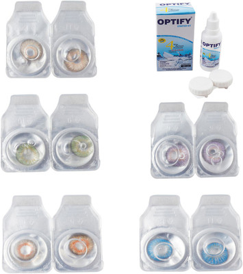 

Optify Combo Pack Monthly Color Contact Lens With Solution Monthly Contact Lens(0, Gold-Green-Honey-Violet-Blue Topaz, Pack of 5)