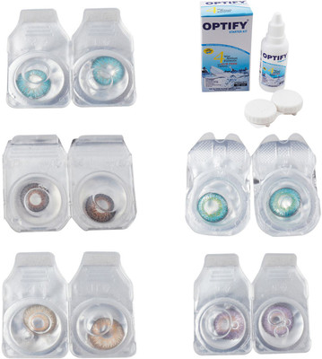 

Optify Combo Pack Monthly Color Contact Lens With Solution Monthly Contact Lens(0, Aqua-Brown-Hazel-Green Turquoise-Violet, Pack of 5)