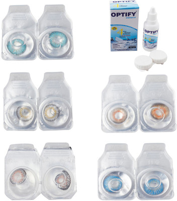 

Optify Combo Pack Monthly Color Contact Lens With Solution Monthly Contact Lens(0, Aqua-Natural Grey-Grey-Honey-Blue Topaz, Pack of 5)