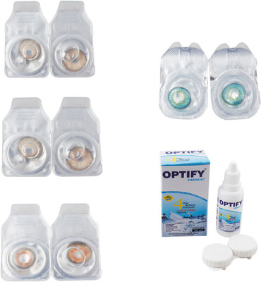 

Optify Combo Pack Monthly Color Contact Lens With Solution Monthly Contact Lens(0, Gold-Hazel-Honey-Green Turquoise, Pack of 4)