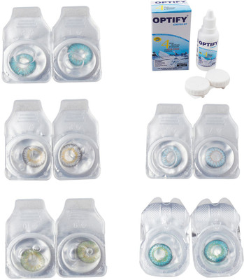 

Optify Combo Pack Monthly Color Contact Lens With Solution Monthly Contact Lens(0, Aqua-Natural Grey-Green-Sea Blue-Green Turquoise, Pack of 5)