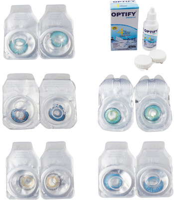 

Optify Combo Pack Monthly Color Contact Lens With Solution Monthly Contact Lens(0, Aqua-Blue-Natural Grey-Green Turquoise-Blue Topaz, Pack of 5)