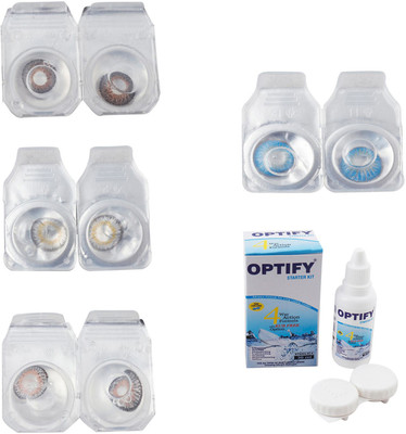 

Optify Combo Pack Monthly Color Contact Lens With Solution Monthly Contact Lens(0, Brown-Natural Grey-Grey-Blue Topaz, Pack of 4)