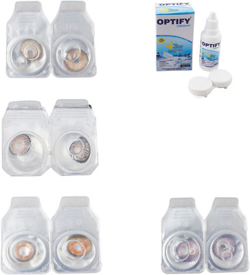 

Optify Combo Pack Monthly Color Contact Lens With Solution Monthly Contact Lens(0, Gold-Grey-Honey-Green Turquoise-Blue Topaz, Pack of 5)
