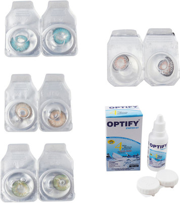 

Optify Combo Pack Monthly Color Contact Lens With Solution Monthly Contact Lens(0, Aqua-Gold-Green-Grey, Pack of 4)