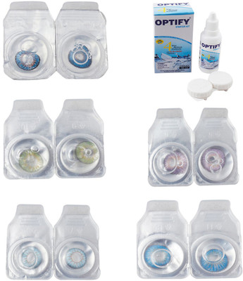 

Optify Combo Pack Monthly Color Contact Lens With Solution Monthly Contact Lens(0, Blue-Green-Sea Blue-Violet-Blue Topaz, Pack of 5)