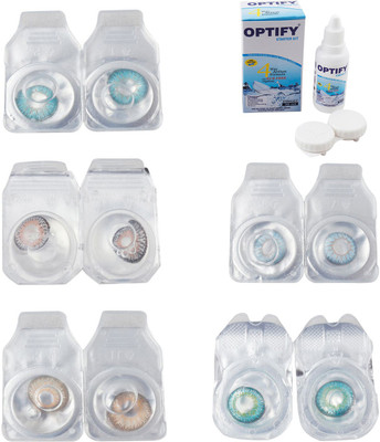 

Optify Combo Pack Monthly Color Contact Lens With Solution Monthly Contact Lens(0, Aqua-Grey-Hazel-Sea Blue-Green Turquoise, Pack of 5)