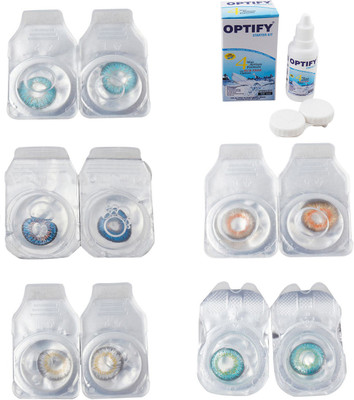 

Optify Combo Pack Monthly Color Contact Lens With Solution Monthly Contact Lens(0, Aqua-Blue-Natural Grey-Honey-Green Turquoise, Pack of 5)