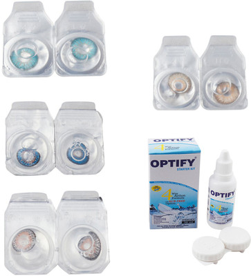 

Optify Combo Pack Monthly Color Contact Lens With Solution Monthly Contact Lens(0, Aqua-Blue-Grey-Hazel, Pack of 4)