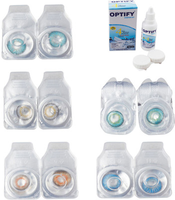 

Optify Combo Pack Monthly Color Contact Lens With Solution Monthly Contact Lens(0, Aqua-Natural Grey-Honey-Green Turquoise-Blue Topaz, Pack of 5)