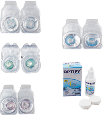 

Optify Combo Pack Monthly Color Contact Lens With Solution Monthly Contact Lens(0, Sea Blue-Green Turquoise-Violet-Blue Topaz, Pack of 4)
