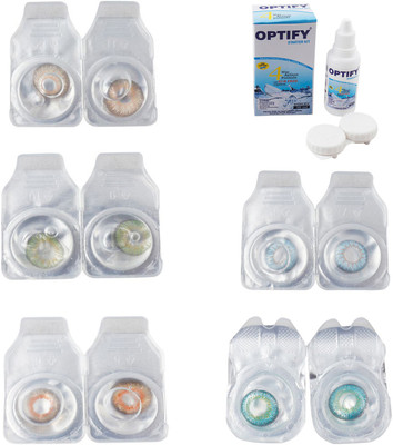 

Optify Combo Pack Monthly Color Contact Lens With Solution Monthly Contact Lens(0, Gold-Green-Honey-Sea Blue-Green Turquoise, Pack of 5)