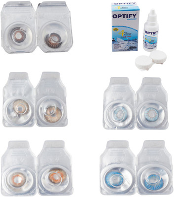 

Optify Combo Pack Monthly Color Contact Lens With Solution Monthly Contact Lens(0, Brown-Gold-Honey-Sea Blue-Blue Topaz, Pack of 5)