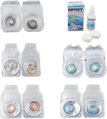

Optify Combo Pack Monthly Color Contact Lens With Solution Monthly Contact Lens(0, Brown-Gold-Honey-Green Turquoise-Blue Topaz, Pack of 5)