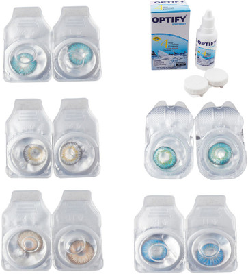 

Optify Combo Pack Monthly Color Contact Lens With Solution Monthly Contact Lens(0, Aqua-Natural Grey-Hazel-Green Turquoise-Blue Topaz, Pack of 5)