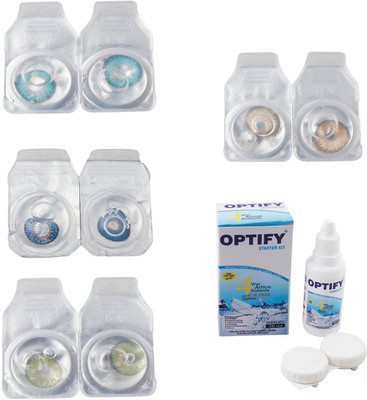 

Optify Combo Pack Monthly Color Contact Lens With Solution Monthly Contact Lens(0, Aqua-Blue-Green-Hazel, Pack of 4)
