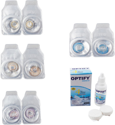 

Optify Combo Pack Monthly Color Contact Lens With Solution Monthly Contact Lens(0, Natural Grey-Hazel-Violet-Blue Topaz, Pack of 4)