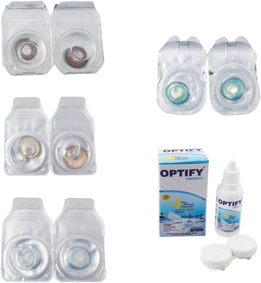 

Optify Combo Pack Monthly Color Contact Lens With Solution Monthly Contact Lens(0, Brown-Gold-Sea Blue-Green Turquoise, Pack of 4)