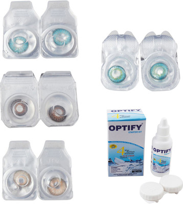 

Optify Combo Pack Monthly Color Contact Lens With Solution Monthly Contact Lens(0, Aqua-Brown-Gold-Green Turquoise, Pack of 4)