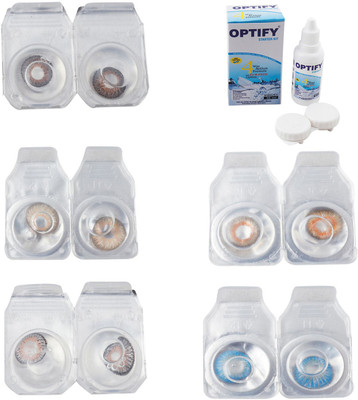 

Optify Combo Pack Monthly Color Contact Lens With Solution Monthly Contact Lens(0, Brown-Gold-Grey-Honey-Blue Topaz, Pack of 5)