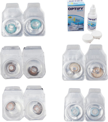 

Optify Combo Pack Monthly Color Contact Lens With Solution Monthly Contact Lens(0, Aqua-Brown-Grey-Hazel-Sea Blue, Pack of 5)