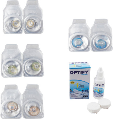 

Optify Combo Pack Monthly Color Contact Lens With Solution Monthly Contact Lens(0, Natural Grey-Green-Hazel-Blue Topaz, Pack of 4)