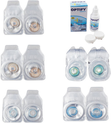

Optify Combo Pack Monthly Color Contact Lens With Solution Monthly Contact Lens(0, Gold-Hazel-Sea Blue-Green Turquoise-Blue Topaz, Pack of 5)