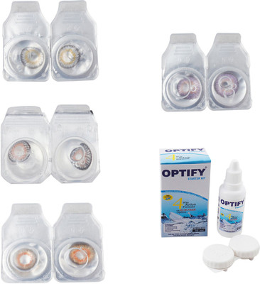 

Optify Combo Pack Monthly Color Contact Lens With Solution Monthly Contact Lens(0, Natural Grey-Grey-Honey-Violet, Pack of 4)